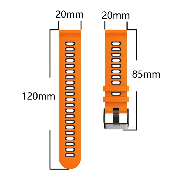 20mm Two-Color Silicone Watch Band, For Samsung Galaxy Watch 4 Classic 42mm, For Samsung Galaxy Watch Active 2