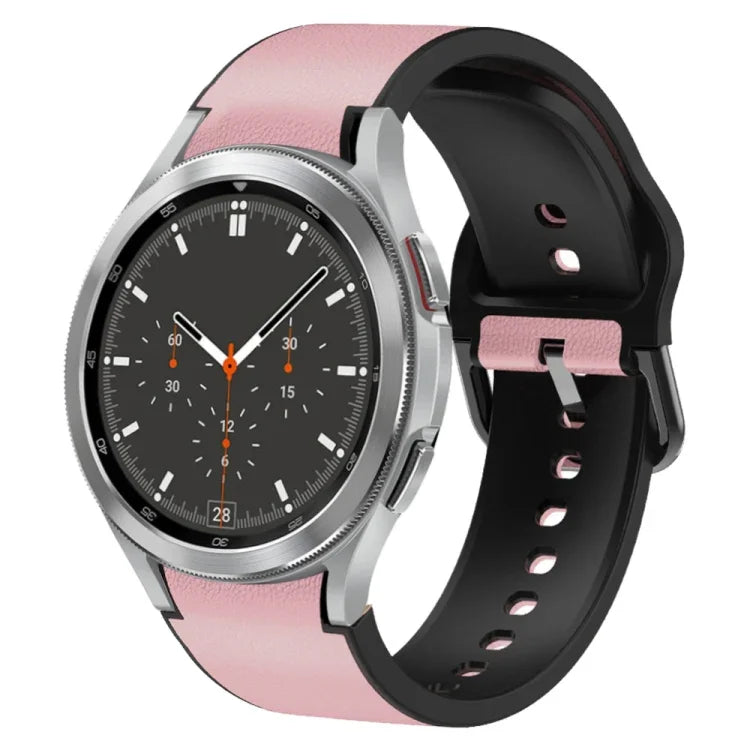 20mm Silicone Adhesive Leather Watch Band, For Samsung Galaxy Watch 4 Classic 46mm, For Samsung Galaxy Watch 4 Classic 42mm, For Samsung Galaxy Watch Active 2
