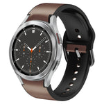 20mm Silicone Adhesive Leather Watch Band, For Samsung Galaxy Watch 4 Classic 46mm, For Samsung Galaxy Watch 4 Classic 42mm, For Samsung Galaxy Watch Active 2