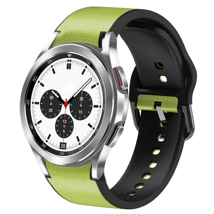 20mm Silicone Adhesive Leather Watch Band, For Samsung Galaxy Watch 4 Classic 46mm, For Samsung Galaxy Watch 4 Classic 42mm, For Samsung Galaxy Watch Active 2