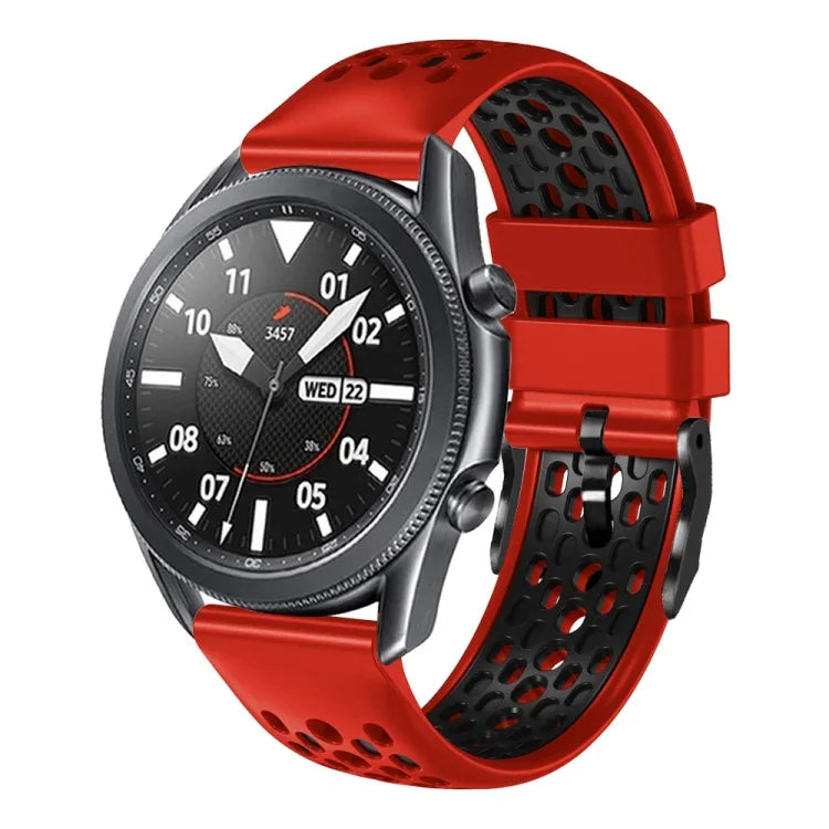 22mm Two-Color Breathable Silicone Watch Band, For Samsung Galaxy Watch3 45mm, For Samsung Galaxy Watch 46mm, For Samsung Gear S3 Classic, For Samsung Gear S3 Frontier