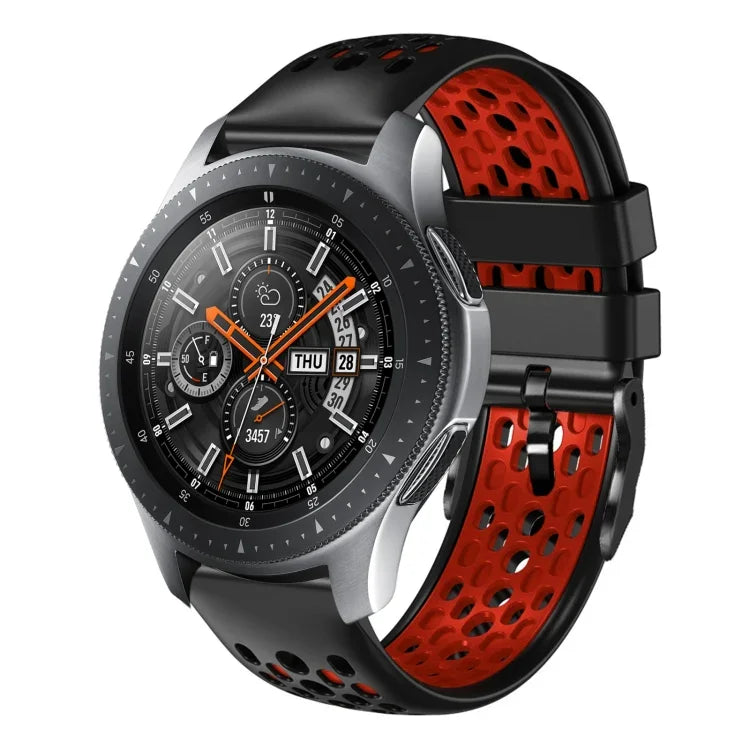 22mm Two-Color Breathable Silicone Watch Band, For Samsung Galaxy Watch3 45mm, For Samsung Galaxy Watch 46mm, For Samsung Gear S3 Classic, For Samsung Gear S3 Frontier