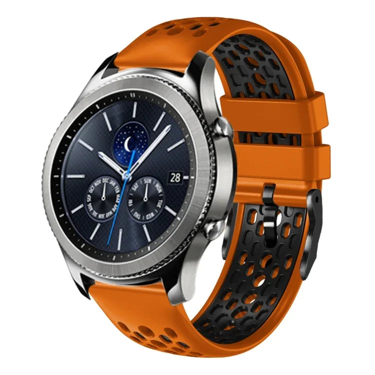 22mm Two-Color Breathable Silicone Watch Band, For Samsung Galaxy Watch3 45mm, For Samsung Galaxy Watch 46mm, For Samsung Gear S3 Classic, For Samsung Gear S3 Frontier