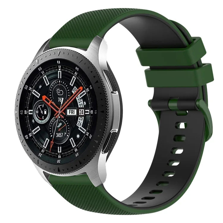 22mm Checkered Two-Color Silicone Watch Band, For Samsung Galaxy Watch3 45mm, For Samsung Galaxy Watch 46mm, For Samsung Gear S3 Classic, For Samsung Gear S3 Frontier