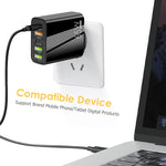 65W Dual PD Type-C + 3 x USB Multi Port Charger with 3A Type-C to 8 Pin Data Cable, EU Plug, EU Plug + Type-C to 8 Pin Cable