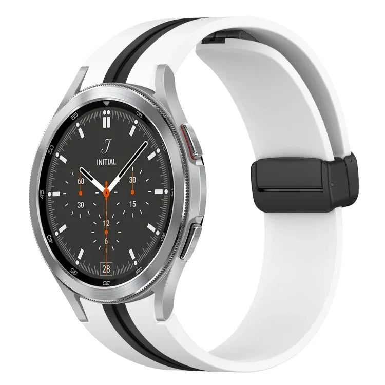 Folding Magnetic Clasp Silicone Watch Band, For Samsung Galaxy Watch 4 Classic 46mm, For Samsung Galaxy Watch 4 Classic 42mm