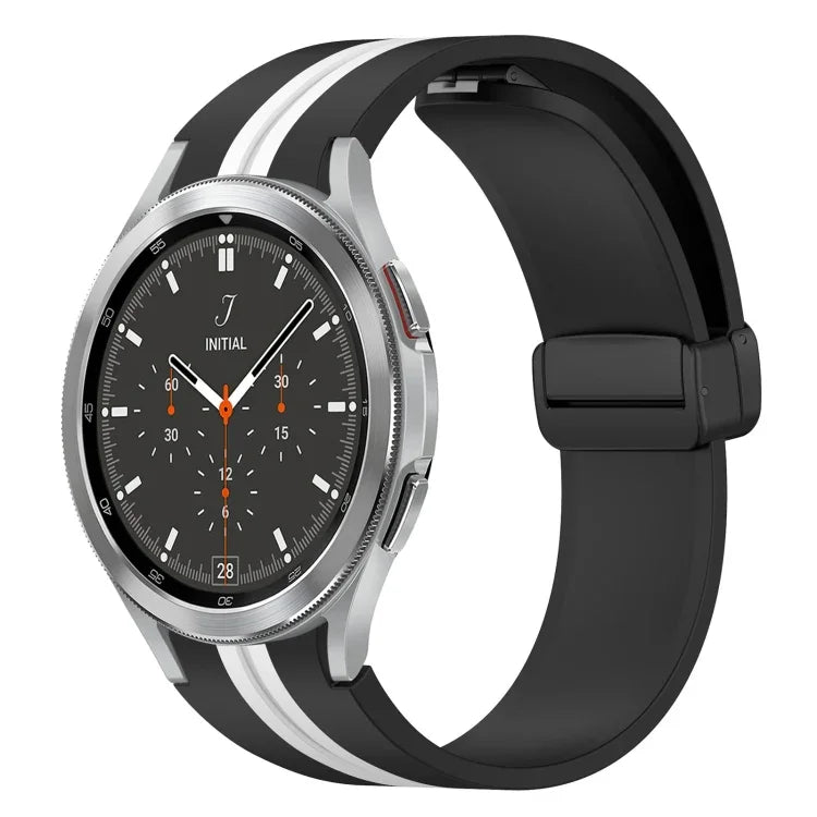 Folding Magnetic Clasp Silicone Watch Band, For Samsung Galaxy Watch 4 Classic 46mm, For Samsung Galaxy Watch 4 Classic 42mm