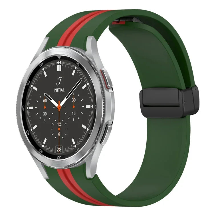 Folding Magnetic Clasp Silicone Watch Band, For Samsung Galaxy Watch 4 Classic 46mm, For Samsung Galaxy Watch 4 Classic 42mm