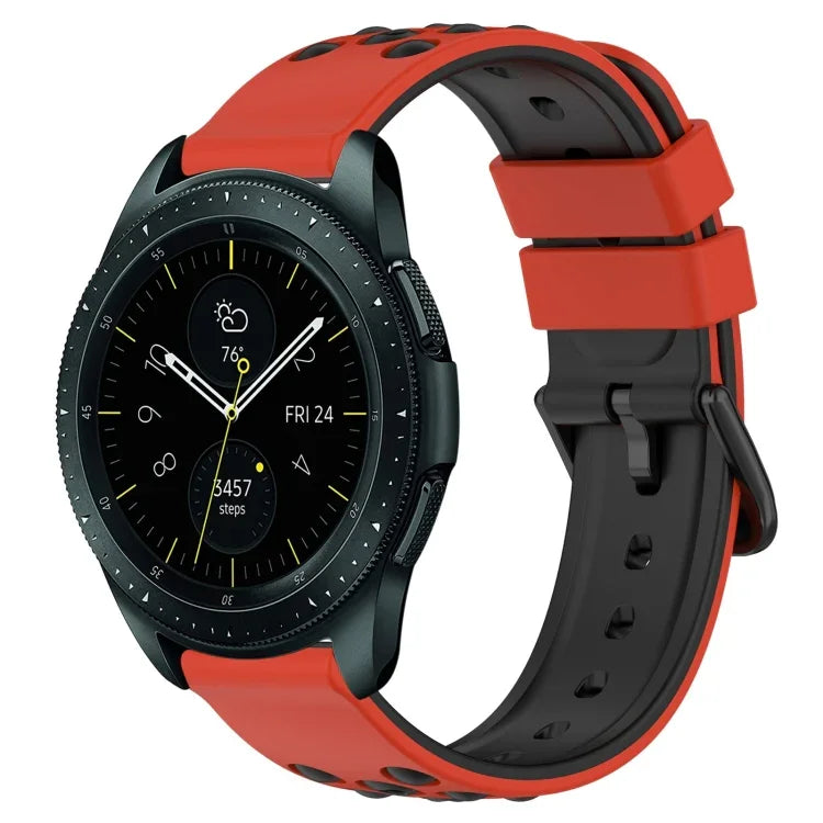20mm Two-Color Porous Silicone Watch Band, For Samsung Galaxy Watch Active2 44mm, For Samsung Galaxy Watch 42mm