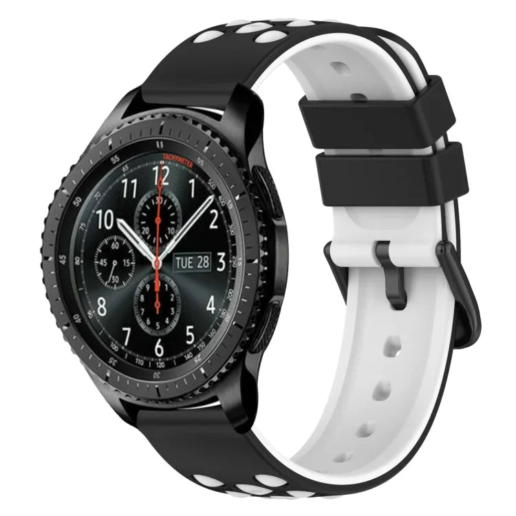 22mm Two-Color Porous Silicone Watch Band, For Samsung Galaxy Watch3 45mm, For Samsung Galaxy Watch 46mm, For Samsung Gear S3 Classic, For Samsung Gear S3 Frontier