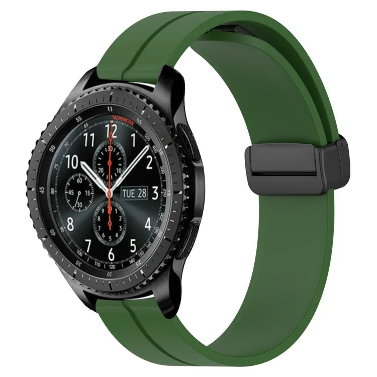 22mm Solid Color Magnetic Clasp Silicone Watch Band, For Samsung Galaxy Watch3 45mm, For Samsung Galaxy Watch 46mm, For Samsung Gear S3 Classic, For Samsung Gear S3 Frontier