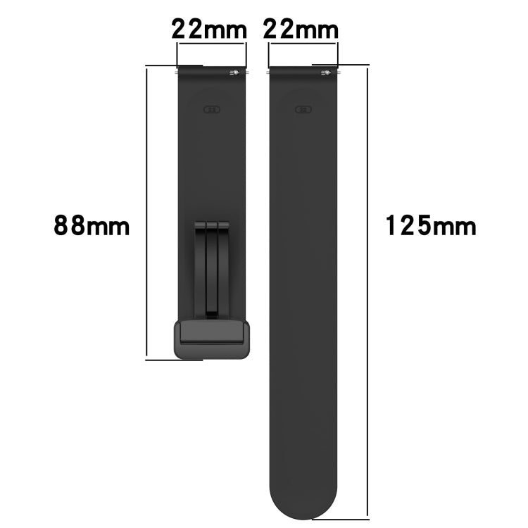 22mm Folding Magnetic Clasp Silicone Watch Band, For Huawei Watch 3 Pro, For Huawei GT2 Pro, For Huawei Watch GT 2E, For Huawei GT2 46mm