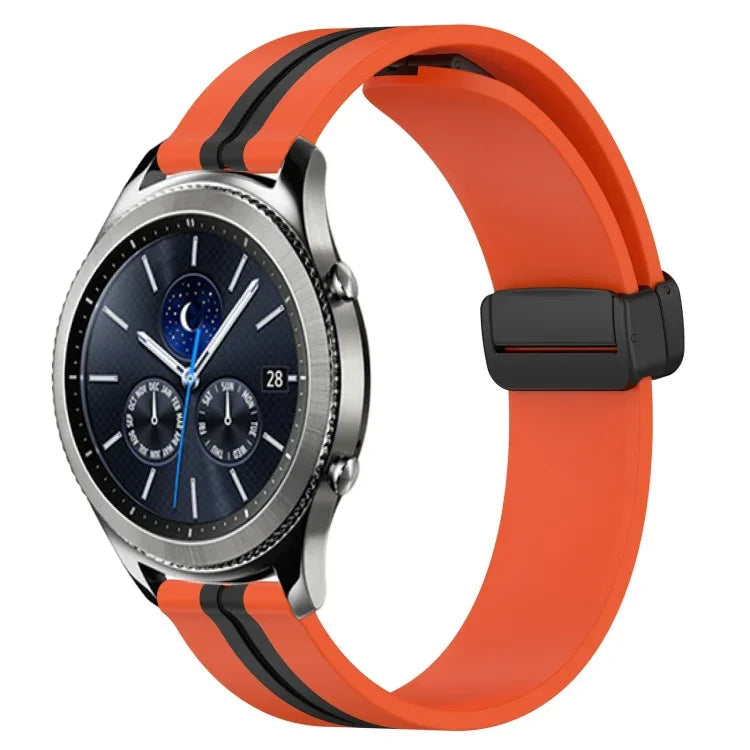 22mm Folding Magnetic Clasp Silicone Watch Band, For Samsung Galaxy Watch3 45mm, For Samsung Galaxy Watch 46mm, For Samsung Gear S3 Classic, For Samsung Gear S3 Frontier