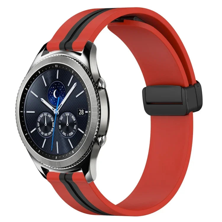 22mm Folding Magnetic Clasp Silicone Watch Band, For Samsung Galaxy Watch3 45mm, For Samsung Galaxy Watch 46mm, For Samsung Gear S3 Classic, For Samsung Gear S3 Frontier