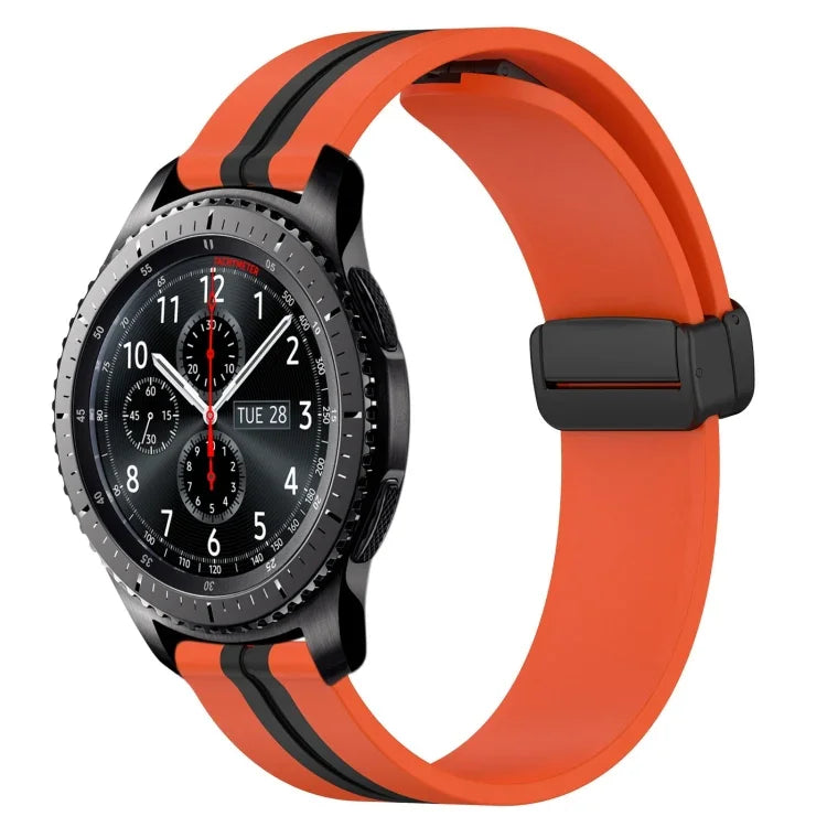 22mm Folding Magnetic Clasp Silicone Watch Band, For Samsung Galaxy Watch3 45mm, For Samsung Galaxy Watch 46mm, For Samsung Gear S3 Classic, For Samsung Gear S3 Frontier