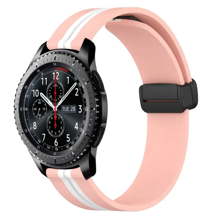 22mm Folding Magnetic Clasp Silicone Watch Band, For Samsung Galaxy Watch3 45mm, For Samsung Galaxy Watch 46mm, For Samsung Gear S3 Classic, For Samsung Gear S3 Frontier