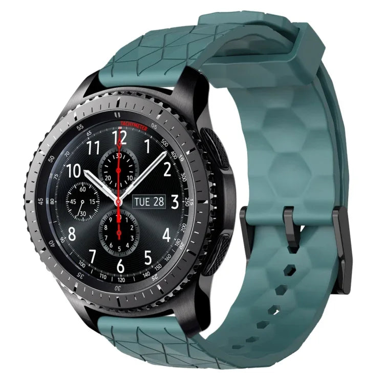 22mm Football Pattern Solid Color Silicone Watch Band, For Samsung Galaxy Watch3 45mm, For Samsung Galaxy Watch 46mm, For Samsung Gear S3 Classic, For Samsung Gear S3 Frontier