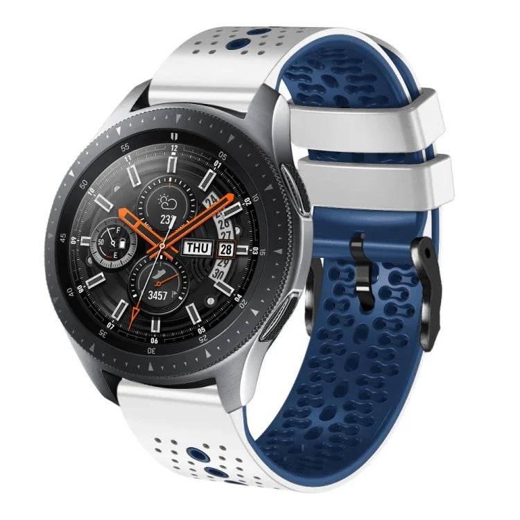 22mm Perforated Two-Color Silicone Watch Band, For Samsung Galaxy Watch3 45mm, For Samsung Galaxy Watch 46mm, For Samsung Gear S3 Classic, For Samsung Gear S3 Frontier