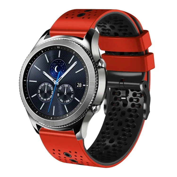 22mm Perforated Two-Color Silicone Watch Band, For Samsung Galaxy Watch3 45mm, For Samsung Galaxy Watch 46mm, For Samsung Gear S3 Classic, For Samsung Gear S3 Frontier