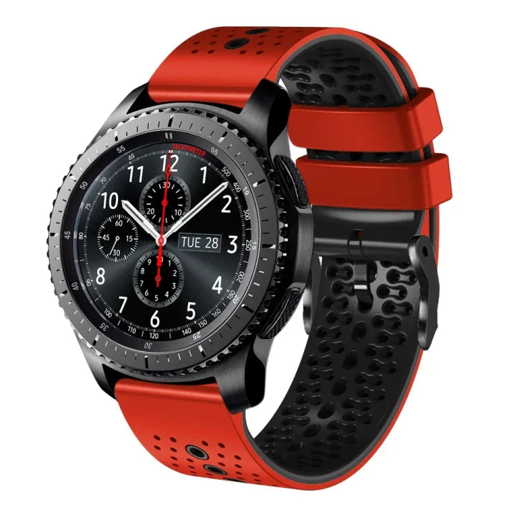 22mm Perforated Two-Color Silicone Watch Band, For Samsung Galaxy Watch3 45mm, For Samsung Galaxy Watch 46mm, For Samsung Gear S3 Classic, For Samsung Gear S3 Frontier