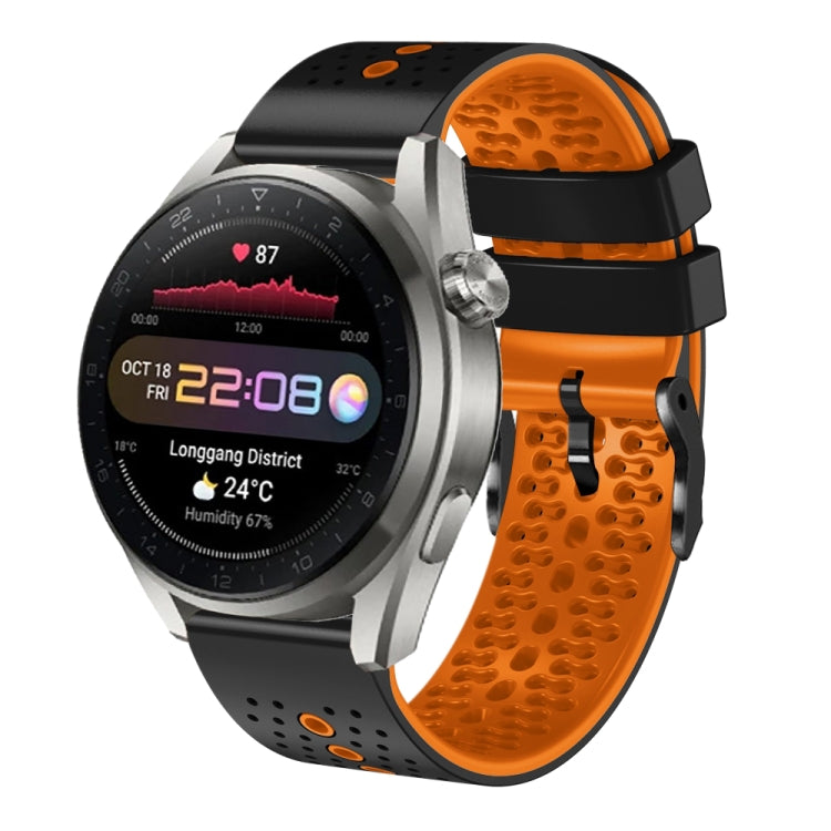 22mm Perforated Two-Color Silicone Watch Band, For Huawei Watch 3 Pro New