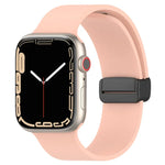 Magnetic Black Buckle Smooth Silicone Watch Band, For Apple Watch Ultra 49mm, For Apple Watch Series 8&7 45mm, For Apple Watch Series 8&7 41mm