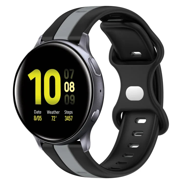 20mm Butterfly Buckle Two-Color Silicone Watch Band, For Samsung Galaxy Watch Active 2 44mm, For Samsung Galaxy Watch 42mm