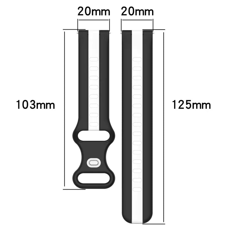 20mm Butterfly Buckle Two-Color Silicone Watch Band, For Samsung Galaxy Watch Active 2 44mm, For Samsung Galaxy Watch 42mm