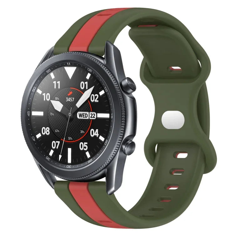 22mm Butterfly Buckle Two-Color Silicone Watch Band, For Samsung Galaxy Watch3 45mm, For Samsung Galaxy Watch 46mm, For Samsung Gear S3 Classic, For Samsung Gear S3 Frontier