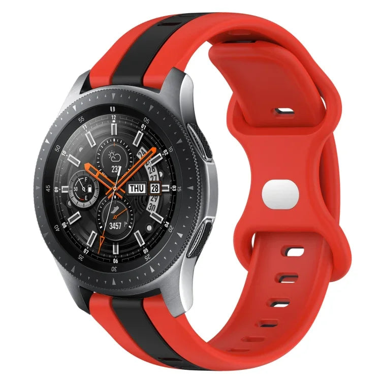 22mm Butterfly Buckle Two-Color Silicone Watch Band, For Samsung Galaxy Watch3 45mm, For Samsung Galaxy Watch 46mm, For Samsung Gear S3 Classic, For Samsung Gear S3 Frontier