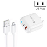 PD04 Type-C + USB Mobile Phone Charger with USB to 8 Pin Cable, US Plug, US Plug + USB to 8 Pin Cable