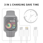 For Apple Watch Series & Phone with Dual Type-C Plug 3 in 1 USB Magnetic Charging Cable 4ft/1.2m, DS-XB020