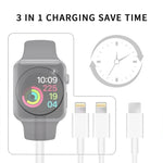 For Apple Watch Series & iPhone 3 in 1 Type-C Magnetic Charging Cable 4ft/1.2m, DS-XB019