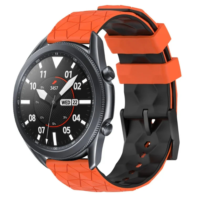 22mm Football Pattern Two-Color Silicone Watch Band, For Samsung Galaxy Watch3 45mm, For Samsung Galaxy Watch 46mm, For Samsung Gear S3 Classic, For Samsung Gear S3 Frontier