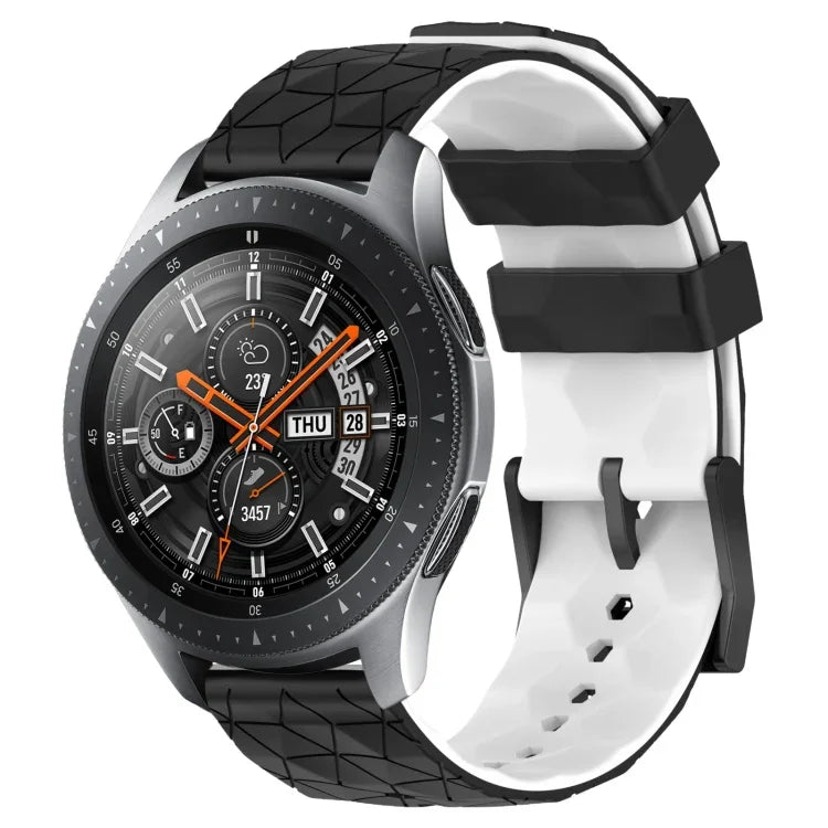 22mm Football Pattern Two-Color Silicone Watch Band, For Samsung Galaxy Watch3 45mm, For Samsung Galaxy Watch 46mm, For Samsung Gear S3 Classic, For Samsung Gear S3 Frontier