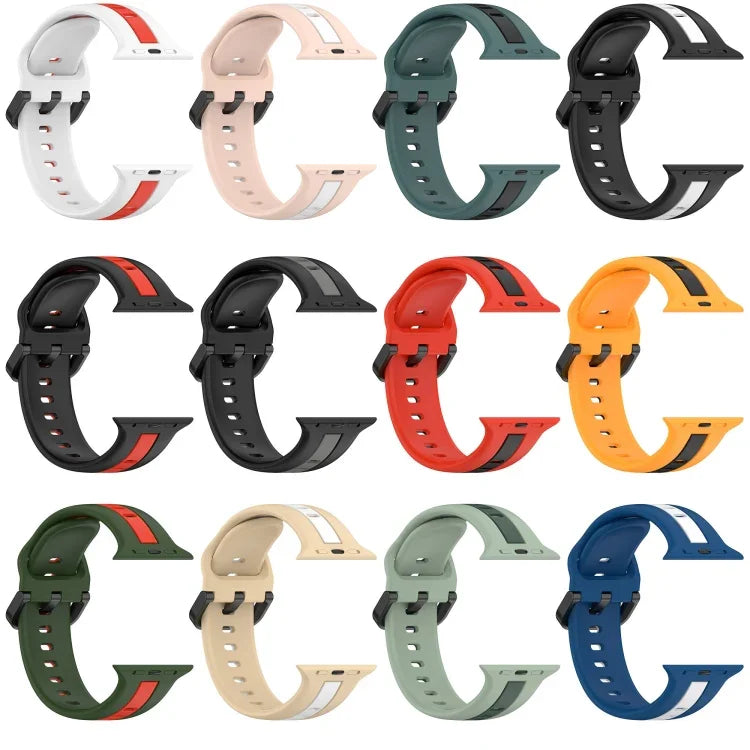 Two-Color Loop Buckle Silicone Watch Band, For Apple Watch Ultra 49mm, For Apple Watch Series 8&7 45mm, For Apple Watch Series 8&7 41mm