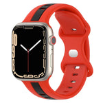 Butterfly Buckle Two-Color Silicone Watch Band, For Apple Watch Ultra 49mm, For Apple Watch Series 8&7 45mm, For Apple Watch Series 8&7 41mm