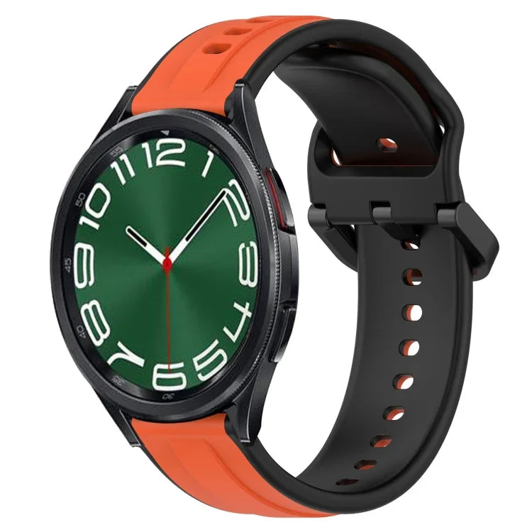 20mm Convex Loop Two-Color Silicone Watch Band, For Samsung Galaxy Watch 6 40mm, For Samsung Galaxy Watch 6 Classic 43mm