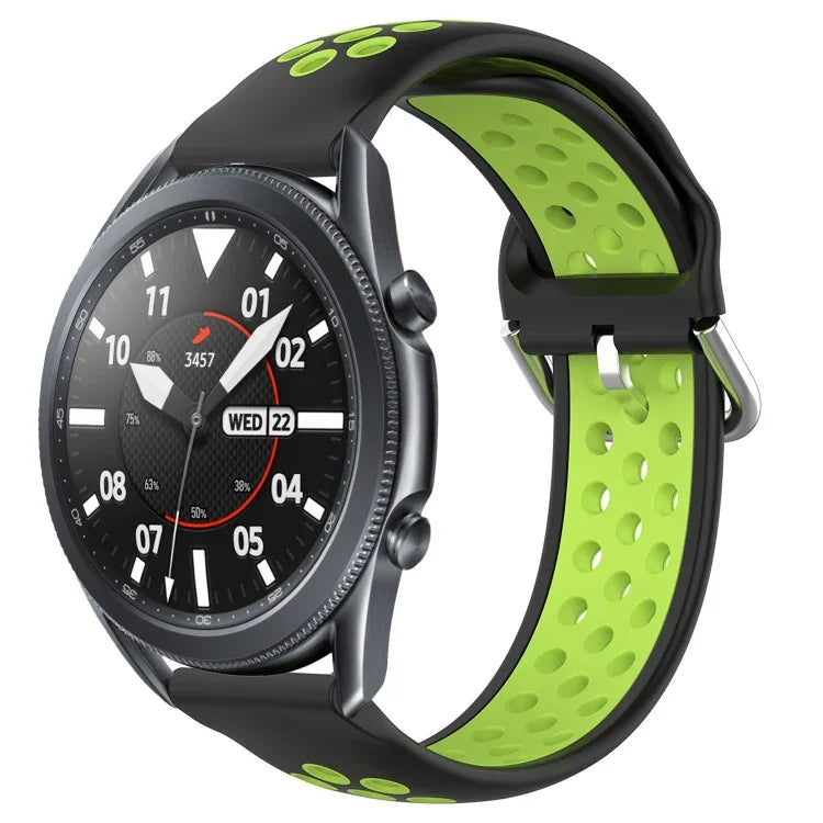 22mm Perforated Breathable Sports Silicone Watch Band, For Samsung Galaxy Watch3 45mm, For Samsung Gear S3 Classic, For Samsung Gear S3 Frontier