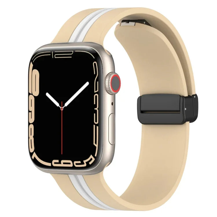 Magnetic Clasp Two-Color Silicone Watch Band, For Apple Watch Ultra 49mm, For Apple Watch Series 8&7 45mm, For Apple Watch Series 8&7 41mm