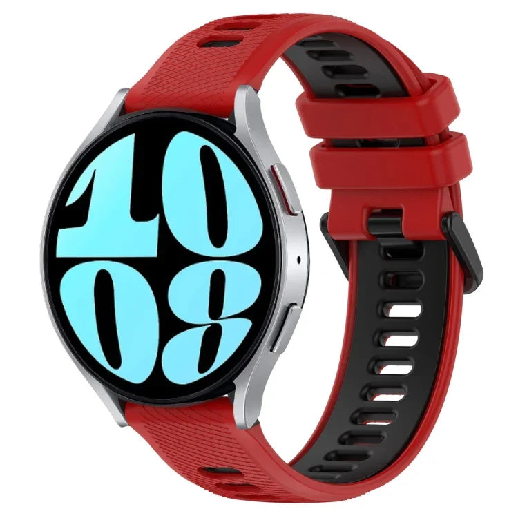 20mm Sports Two-Color Silicone Watch Band, For Samsung Galaxy Watch 6 40mm, For Samsung Galaxy Watch 6 Classic 43mm