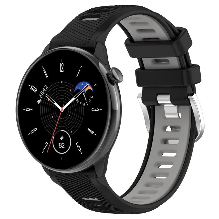20mm Sports Two-Color Steel Buckle Silicone Watch Band, For Samsung Galaxy Watch 6 40mm, For Samsung Galaxy Watch 6 Classic 43mm