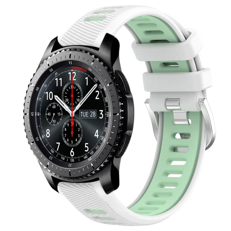 22mm Sports Two-Color Steel Buckle Silicone Watch Band, For Samsung Galaxy Watch3 45mm, For Samsung Galaxy Watch 46mm, For Samsung Gear S3 Classic, For Samsung Gear S3 Frontier