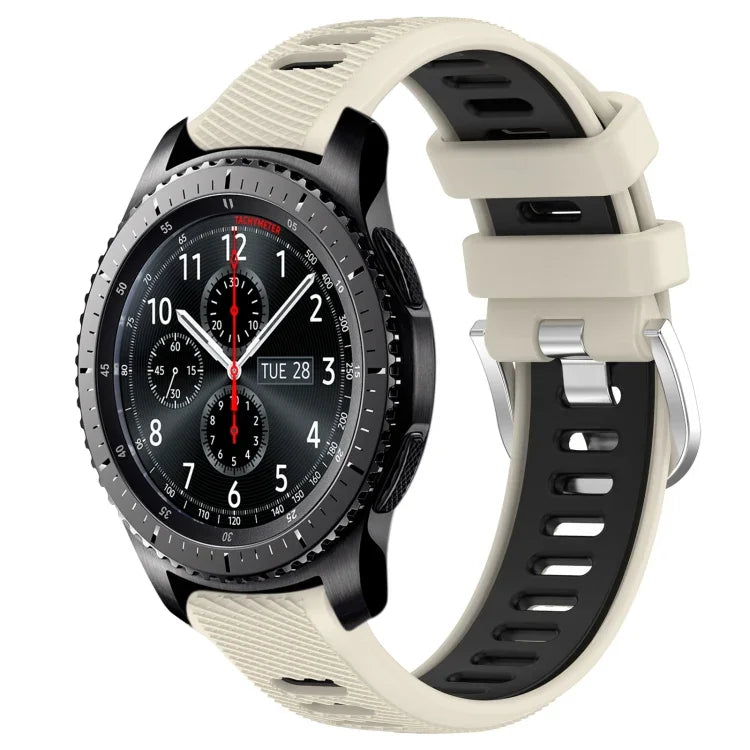 22mm Sports Two-Color Steel Buckle Silicone Watch Band, For Samsung Galaxy Watch3 45mm, For Samsung Galaxy Watch 46mm, For Samsung Gear S3 Classic, For Samsung Gear S3 Frontier
