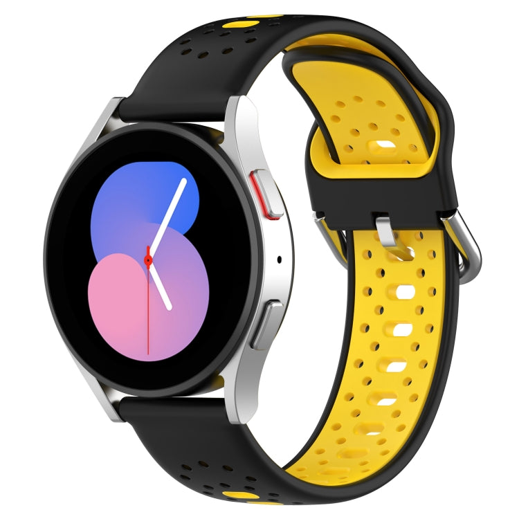 20mm Breathable Two-Color Silicone Watch Band, For Samsung Galaxy Watch 5 Pro 45mm, For Samsung Galaxy Watch 4 44mm, For Samsung Galaxy Watch 4 40mm