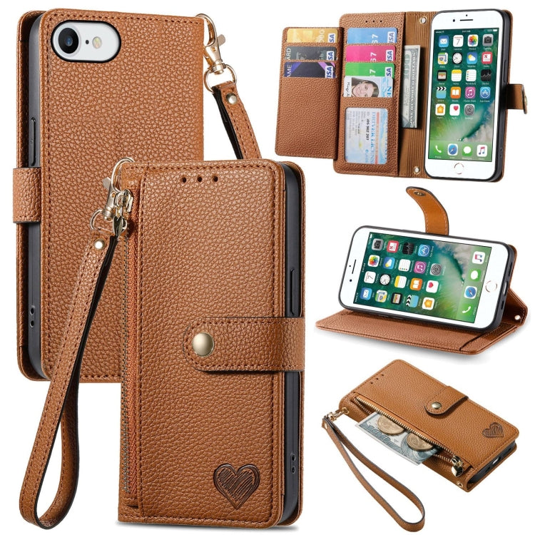Love Zipper Lanyard Leather Phone Case, For iPhone 11, For iPhone 11 Pro, For iPhone XR, For iPhone XS Max, For iPhone 7 Plus / 8 Plus, For iPhone 6 Plus / 6s Plus, For iPhone 6 / 6s