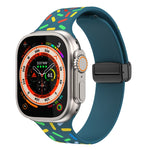 Rainbow Dots Silicone Magnetic Black Buckle Watch Band, For Apple Watch SE 2022 44mm, For Apple Watch 7 41mm, For Apple Watch 7 45mm, For Apple Watch SE 40mm