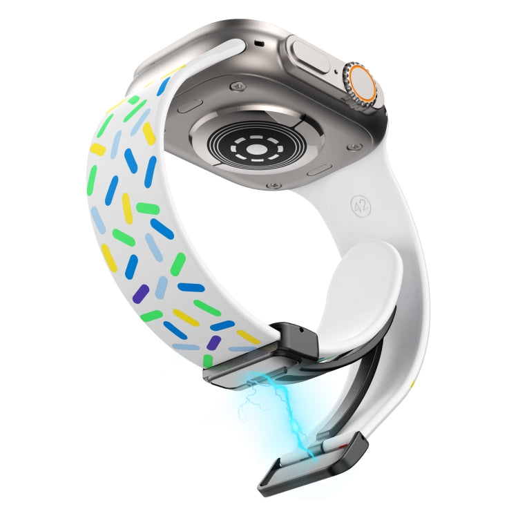 Rainbow Dots Silicone Magnetic Black Buckle Watch Band, For Apple Watch SE 2022 44mm, For Apple Watch 7 41mm, For Apple Watch 7 45mm, For Apple Watch SE 40mm