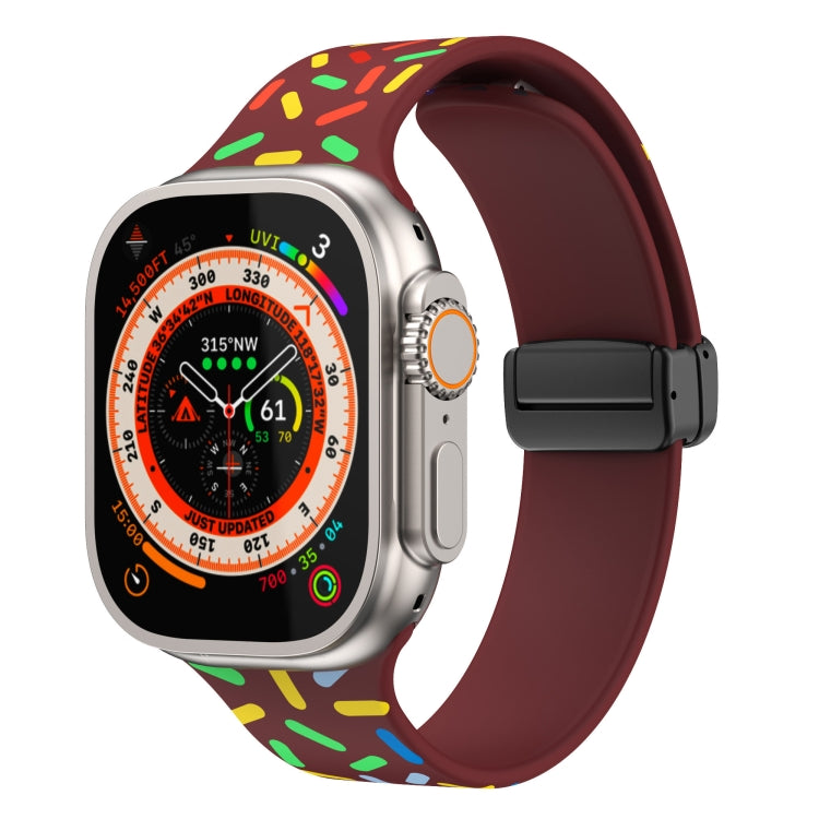 Rainbow Dots Silicone Magnetic Black Buckle Watch Band, For Apple Watch SE 2022 44mm, For Apple Watch 7 41mm, For Apple Watch 7 45mm, For Apple Watch SE 40mm