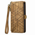Geometric Zipper Wallet Side Buckle Leather Phone Case, For iPhone 14 Pro Max, For iPhone 7 / 8 / SE 2022, For iPhone 13 Pro Max, For iPhone 13 Pro, For iPhone 13, For iPhone 12 / 12 Pro, For iPhone 12 Pro Max, For iPhone 11 Pro Max